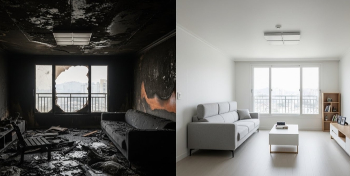화재 청소 후 복구 인테리어