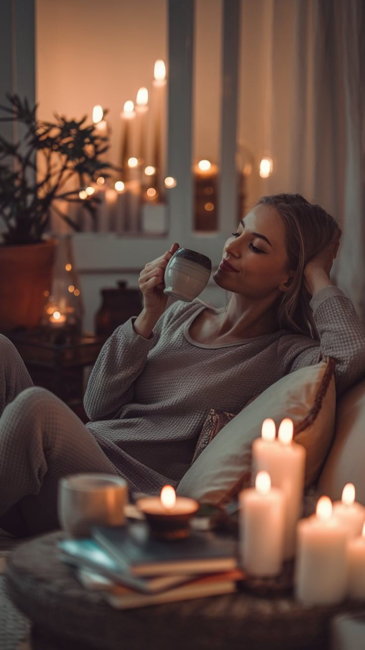 숙면에 도움되는 차를 마시는 여성