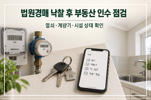 법원경매 낙찰 후 열쇠와 계량기, 실내 시설 상태를 확인하는 모습