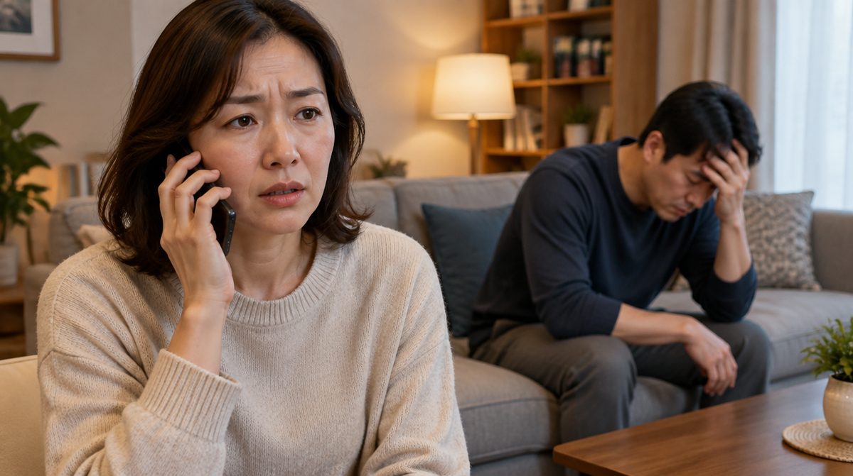 위험한 두통 신호가 보여 119에 전화하는 가족