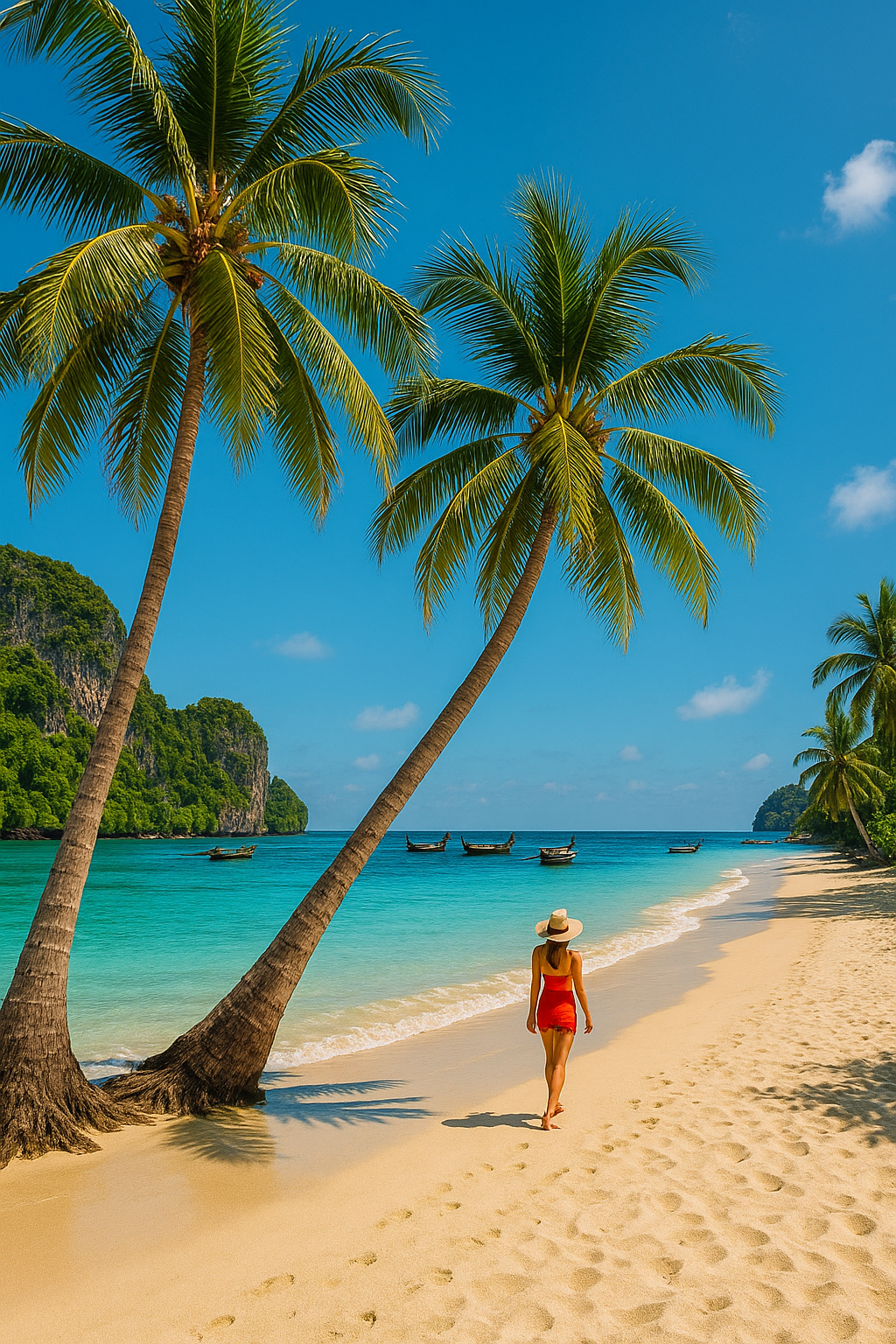 혼자 여행하는 여성 - 여름 감성