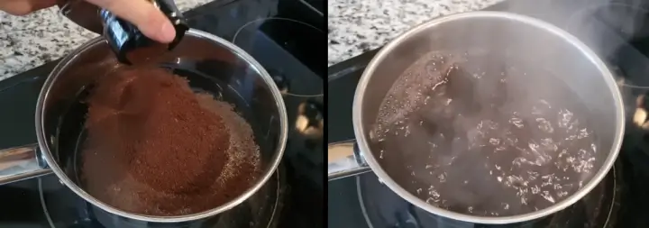 커피 찌꺼기 가루 끓이는 사진