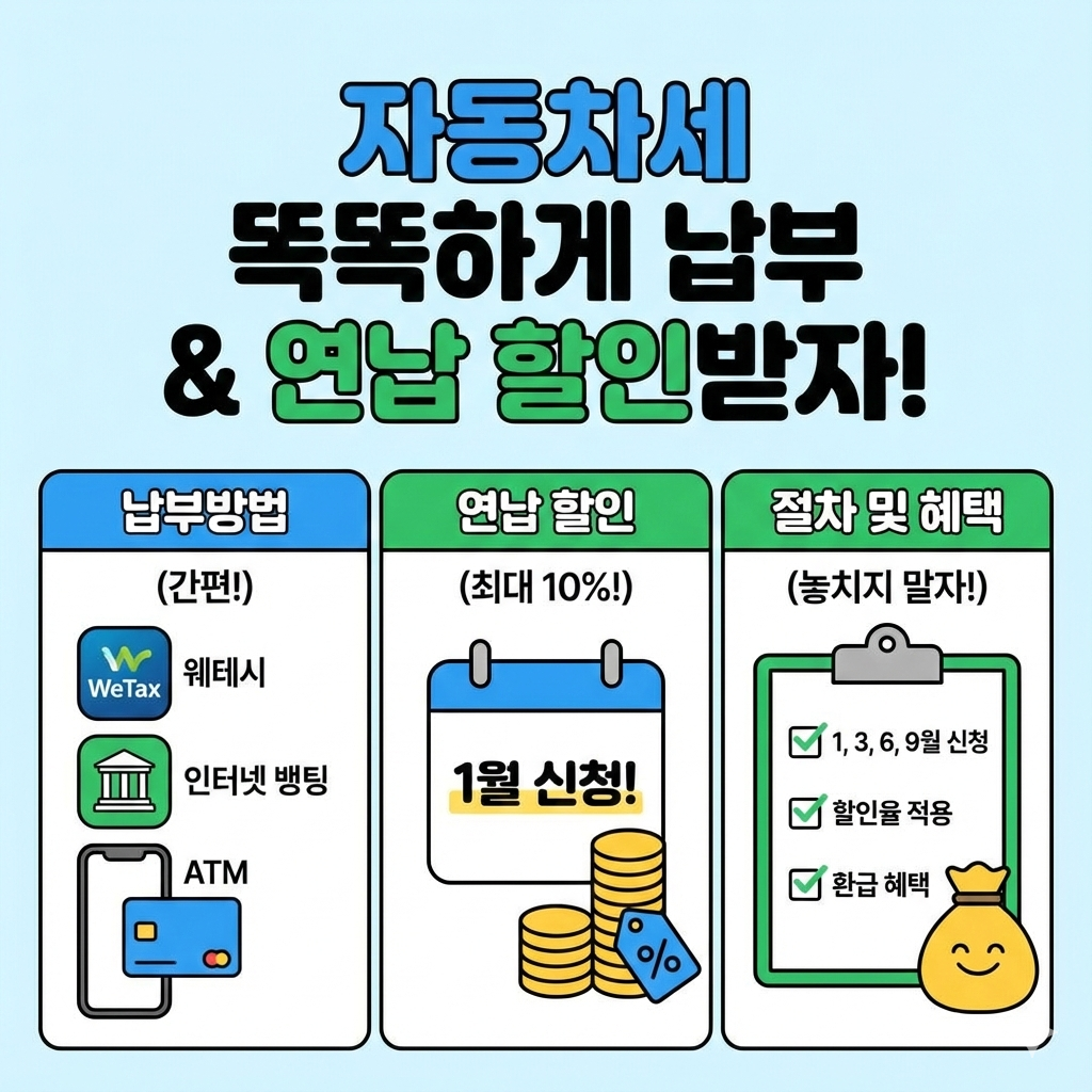 자동차세 납부방법과 연납 신청으로 할인받는 절차와 혜택 정리