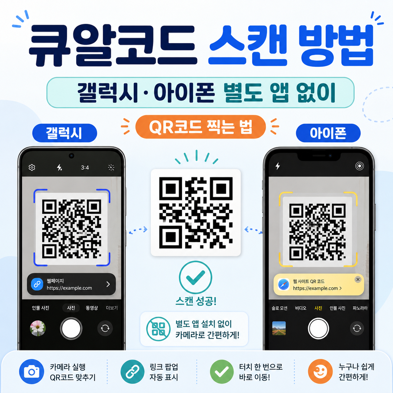 큐알코드 스캔 방법｜갤럭시&middot;아이폰 별도 앱 없이 QR코드 찍는 법