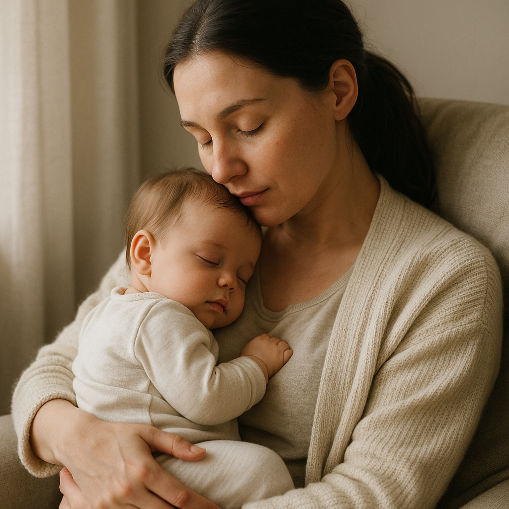 아기를 안고 재우는 모습