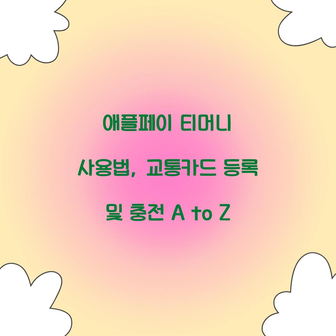 애플페이 티머니 사용법