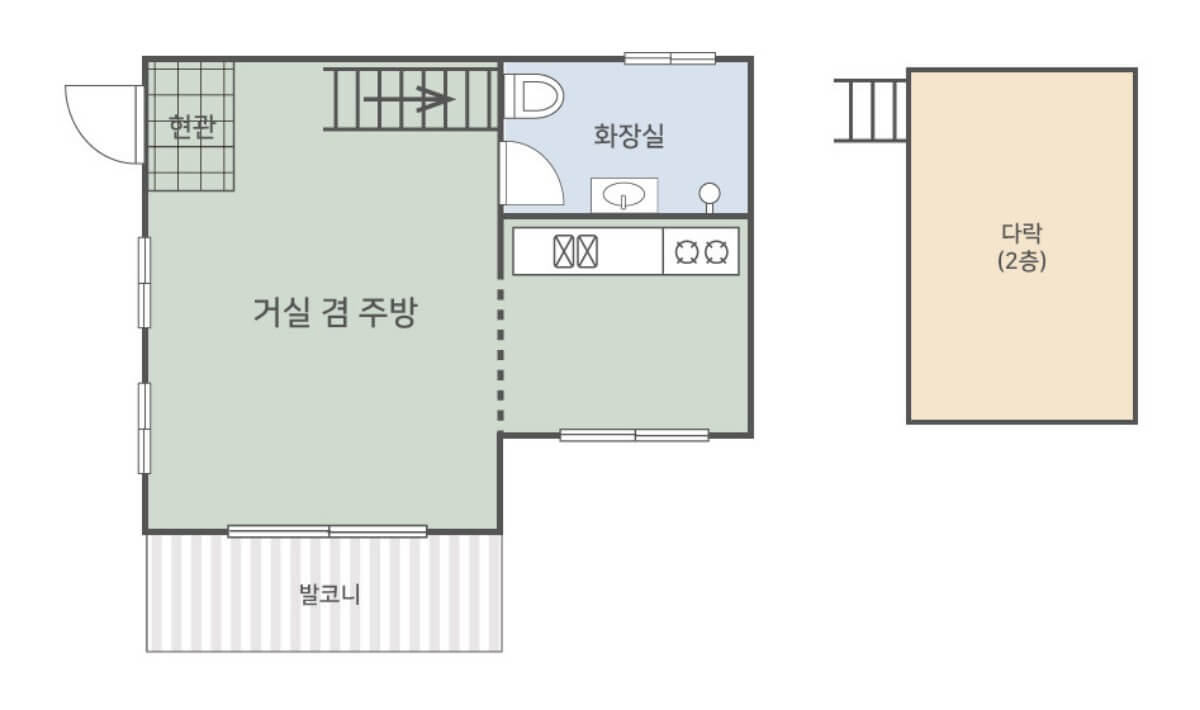 황정산자연휴양림 8인실 평면도