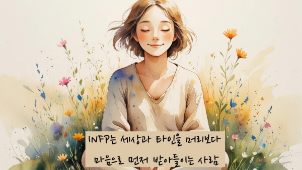 INFP는 세상과 타인을 머리보다 마음으로 먼저 받아들이는 사람입니다에 관한 그림입니다