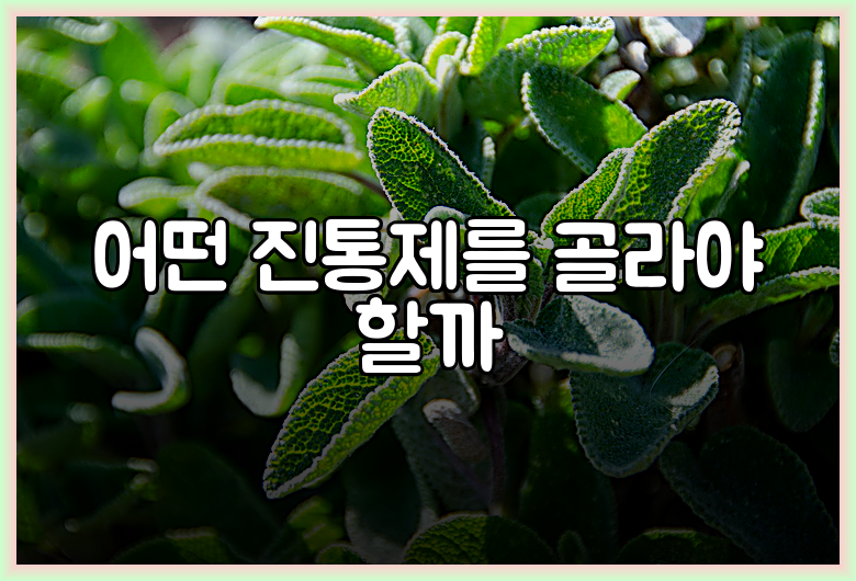 어떤 진통제를 골라야 할까
