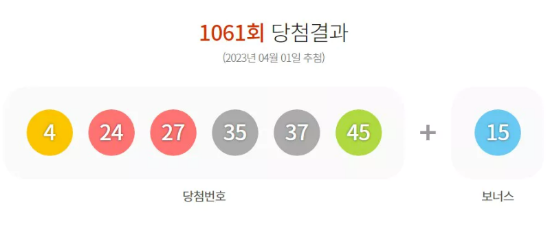 로또복권 당첨 결과 번화 화면