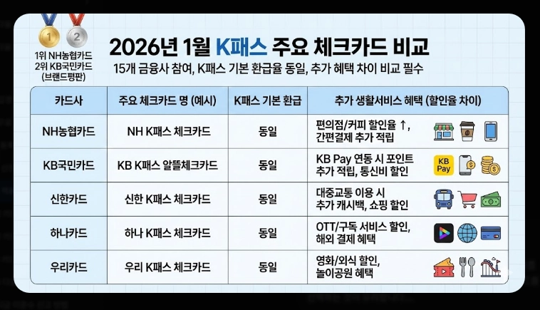 2026 K패스 체크카드 비교(혜택, 등록, 비교)(+사례)
