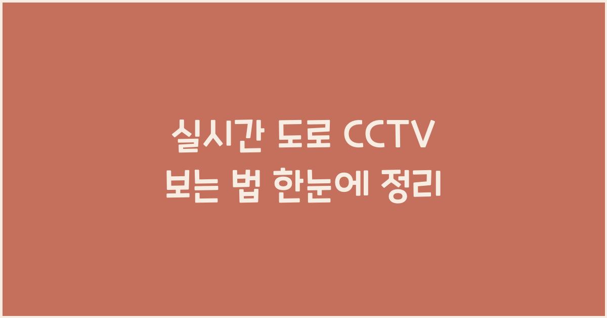 실시간 도로 cctv 보는 법