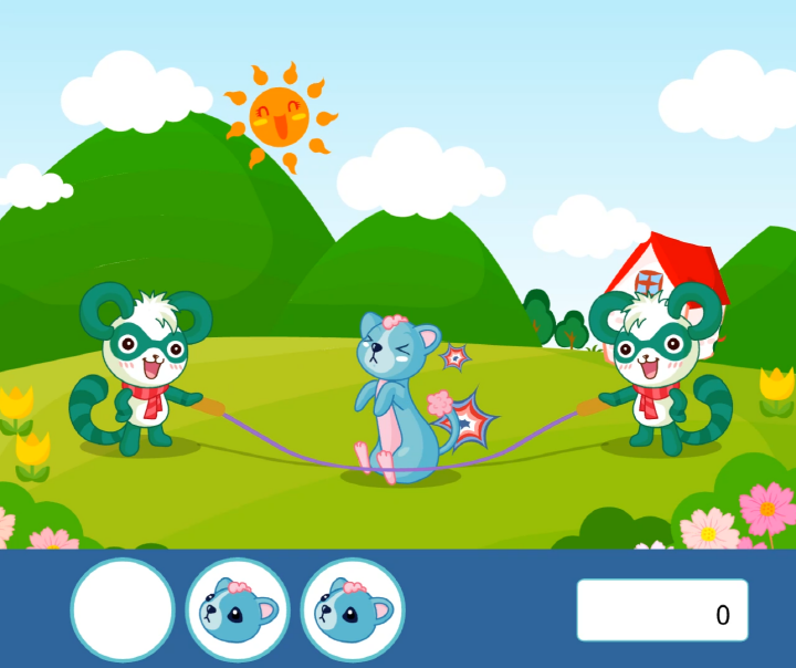 족제비줄넘기-플래시게임-플레이-족제비가-줄넘기에-점프에-실패한-화면