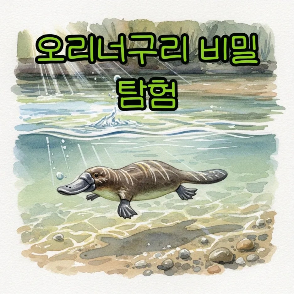 물속을 헤엄치는 신비로운 오리너구리 모습