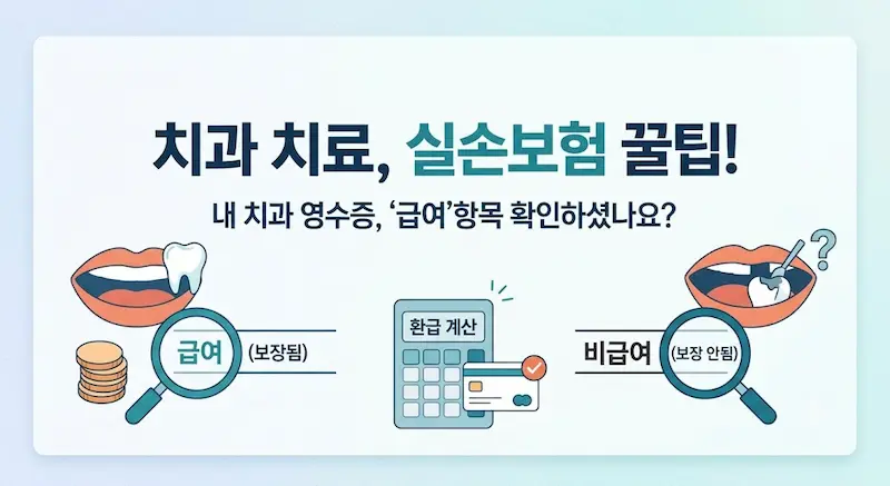치과 치료 실손보험 급여 및 비급여 보장 기준 안내 카드뉴스 이미지