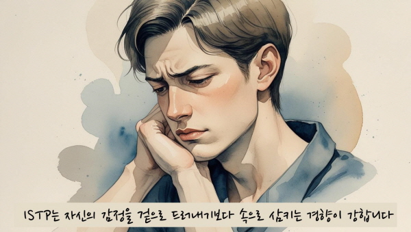 ISTP는 자신의 감정을 겉으로 드러내기보다 속으로 삼키는 경향이 강합니다에 관한 그림