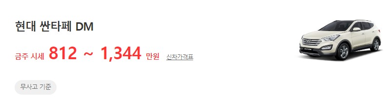 싼타페DM 중고차 평균 시세