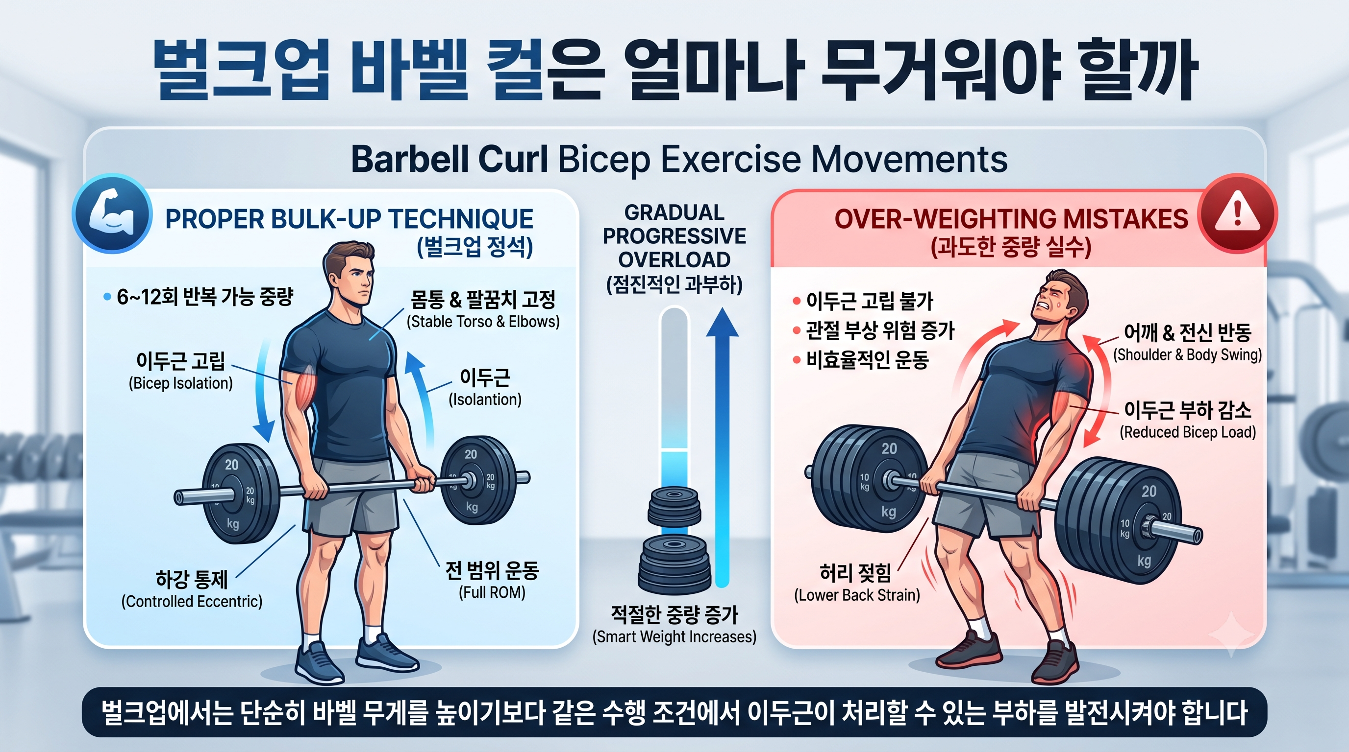 벌크업 바벨 컬은 얼마나 무거워야 할까