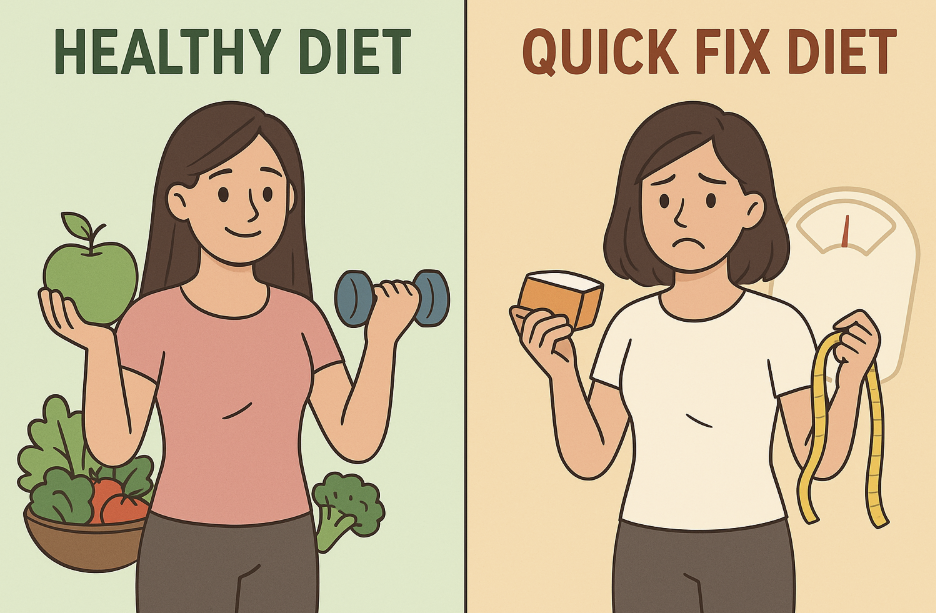 일반 다이어트 vs 건강 다이어트 비교 그림