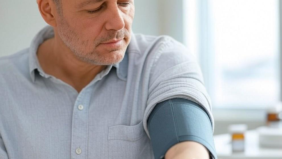 혈압체크 하는 남성