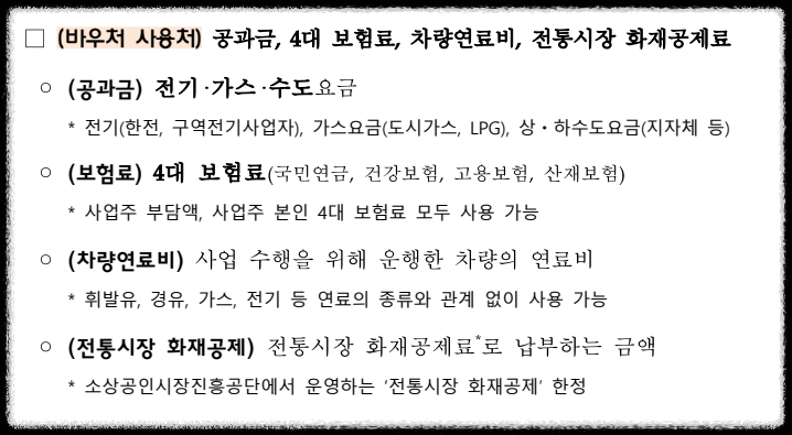 소상공인 경영안정 바우처 사용처