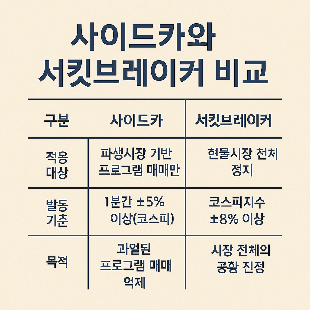 사이드카와 서킷브레이커 비교 개념 이미지