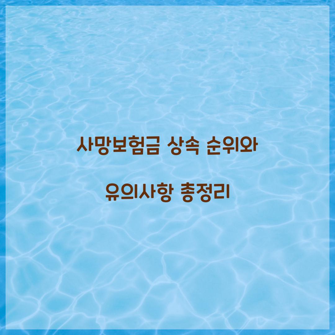 사망보험금 상속 순위