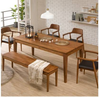 로드퍼니처 밀라노 민디원목 식탁 + 의자 3p + 벤치 세트 6인용 1800 방문설치, 앤틱