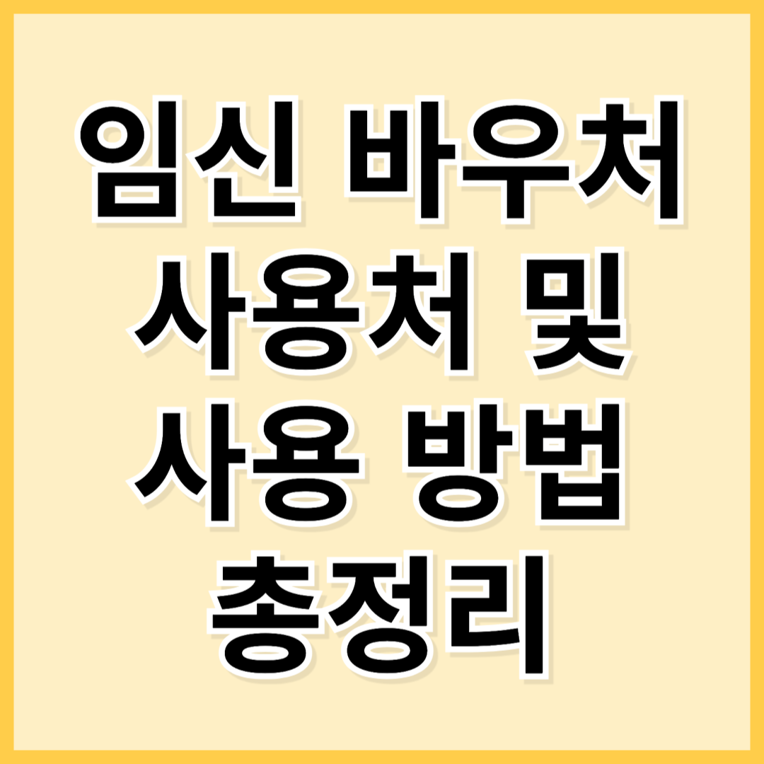 임신 바우처 사용처 및 사용 방법 총정리