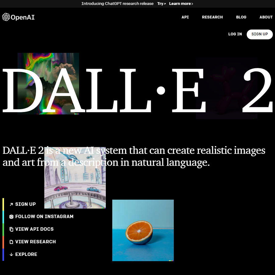 DALLE 2 홈페이지 메인 사진