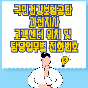 국민건강보험공단 과천지사 고객센터 위치 및 담당업무별 전화번호