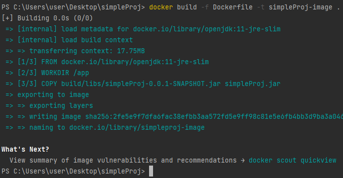 도커 이미지 생성 결과