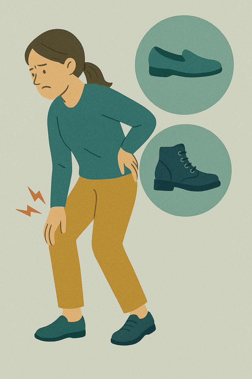 신발과 무릎,허리 통증 관련 이미지