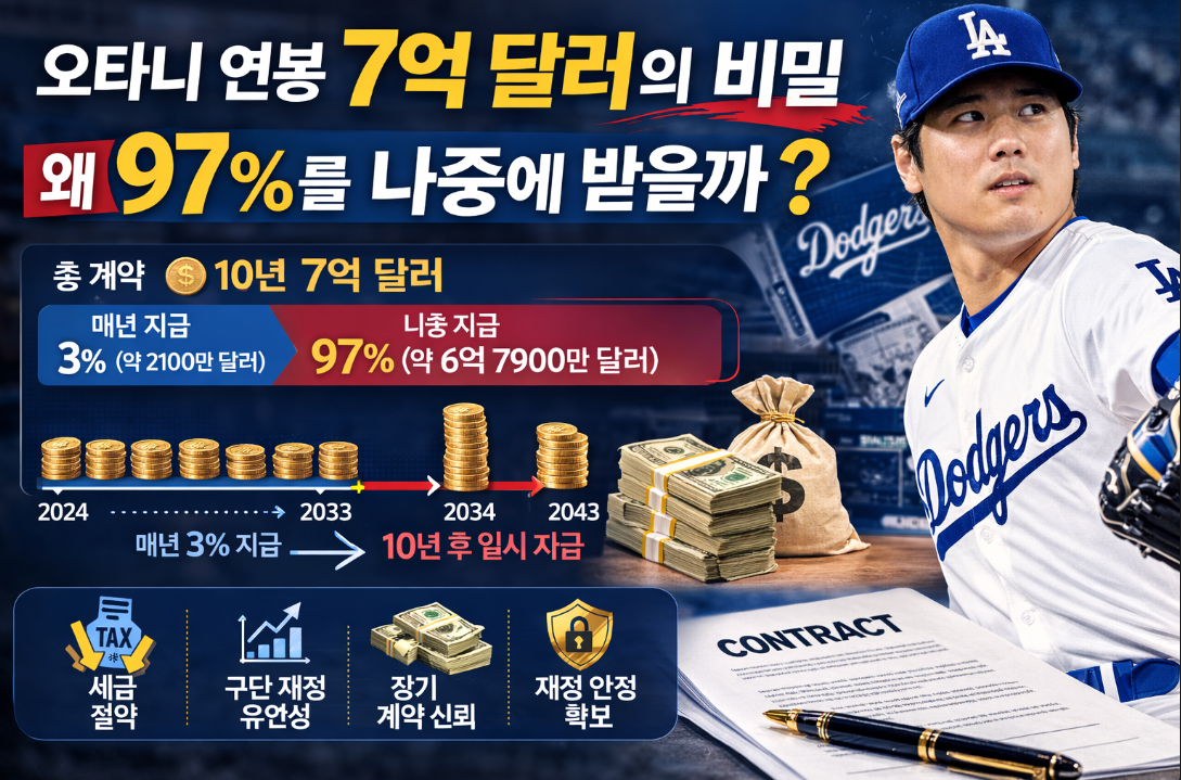 오타니 연봉 7억 달러, 97% 이연지급의 비밀