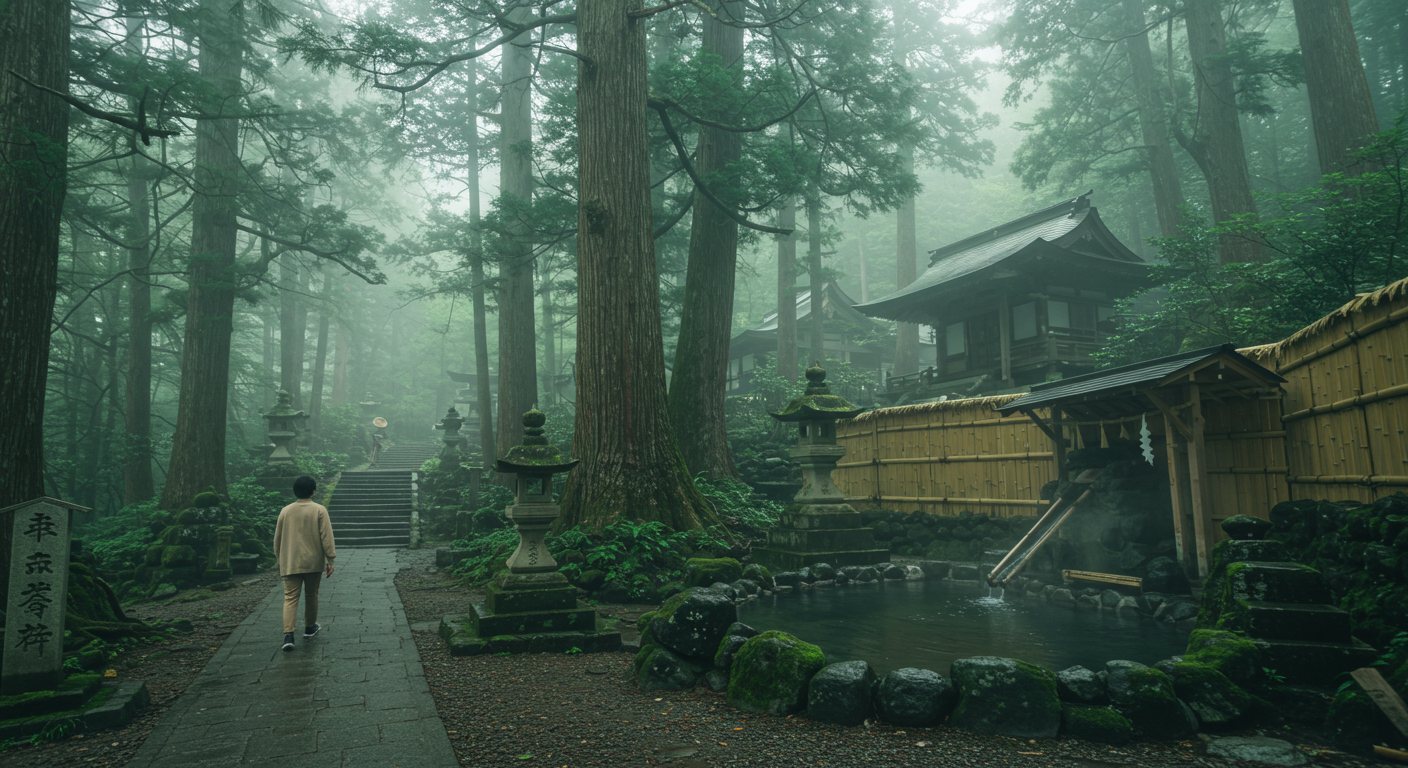 노천온천과 산길