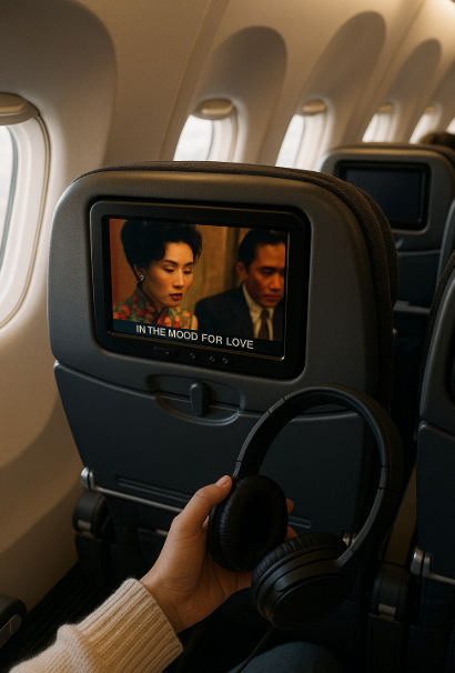 화양연화 영화를 기내에서 보고있는 사진