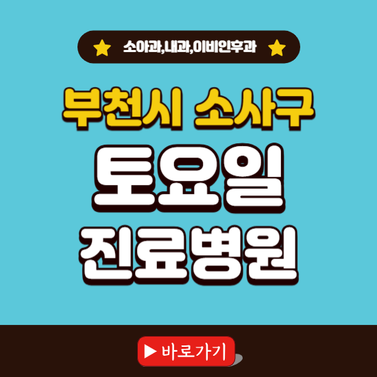 부천시 소사구 토요일 진료 병원 찾기 ❘ 주말 문여는 소아과, 내과, 이비인후과 리스트