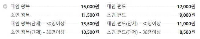 케이블카-요금표