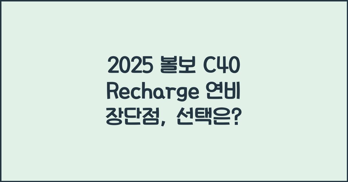 2025 볼보 C40 Recharge 연비 장단점