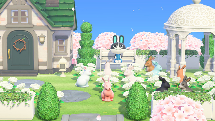 서머 식물로 둘러싸인 생활 모동숲 해피홈 파라다이스 인테리어