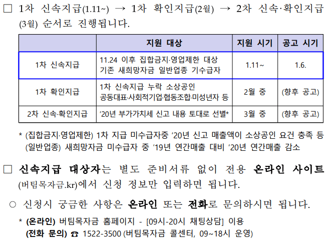 버팀목자금 지원일정 기간