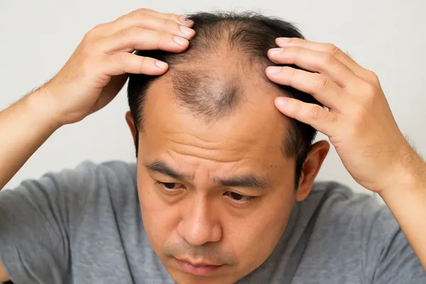 M자 탈모로 고민하는 남성
