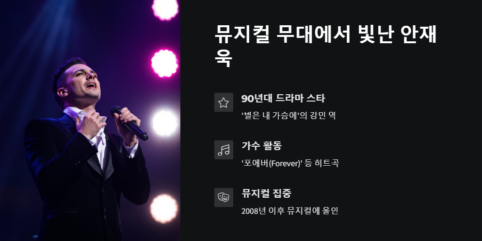 안재욱 뮤지컬 배우로서의 활약상