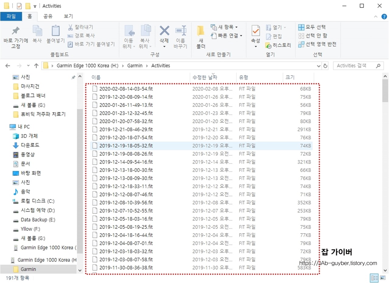 Garmin FIT 활동파일 PC 백업 스트라바 수동업로드