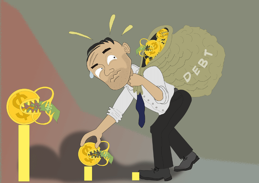 빚으로힘들어하는모습