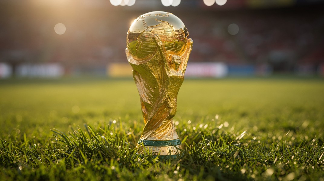 잔디밭에서의 월드컵 트로피