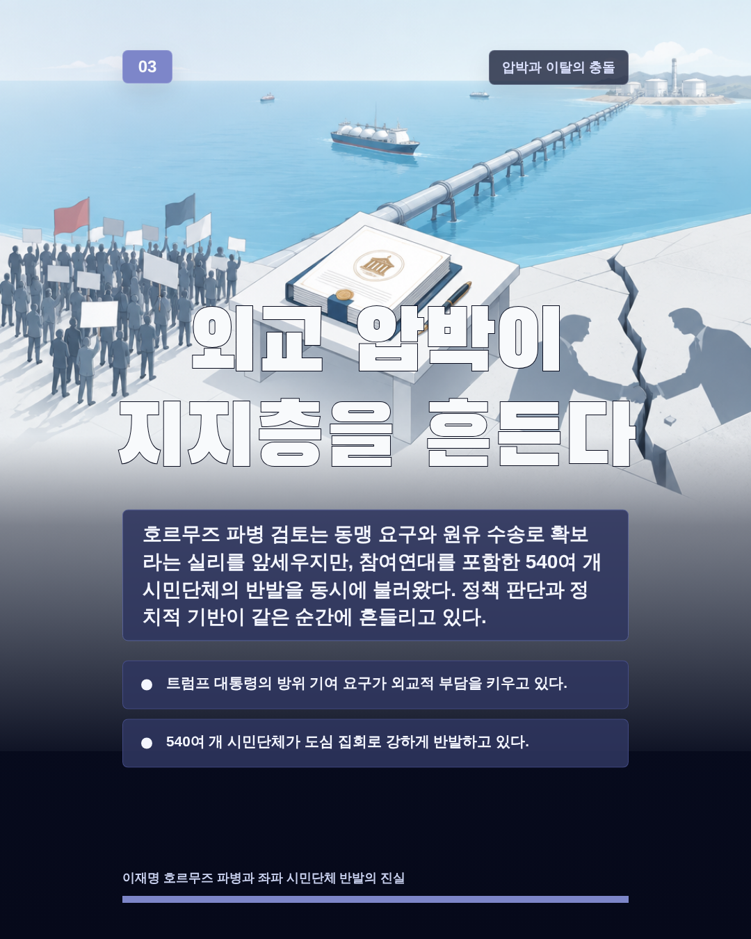 외교 압박이 지지층을 흔든다