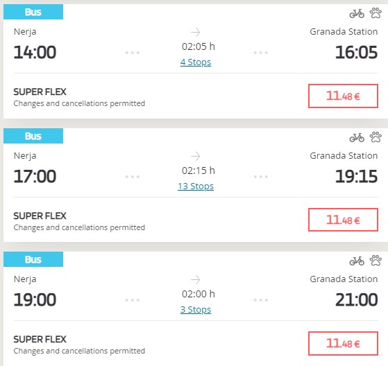 네르하-그라나다-버스시간표