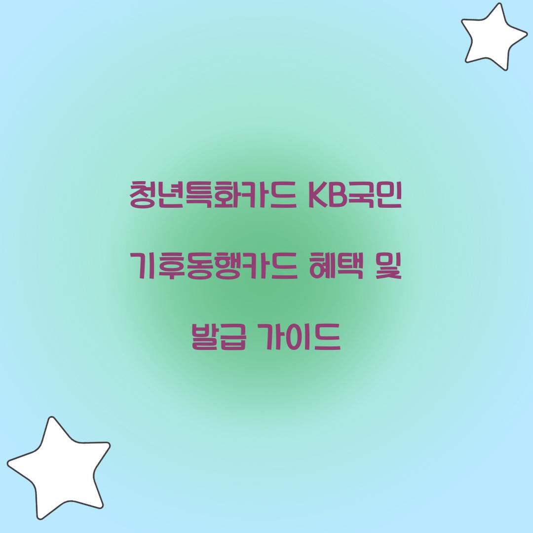 청년특화카드 KB국민 기후동행카드