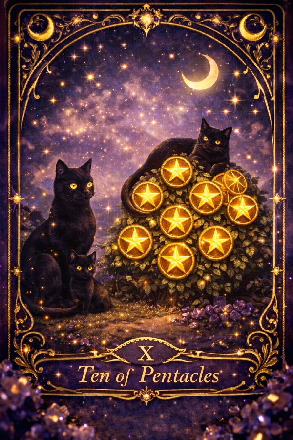 2์ ์ฒซ์งธ์ฃผ ๊ธ์ ์ด ํ๋ก 2๋ฒ ์นด๋ ํํํด 10 Ten of Pentacles ์์ ๊ณผ ํ์ ์ฌ๋ฌผ์ด ์๋ฏธ